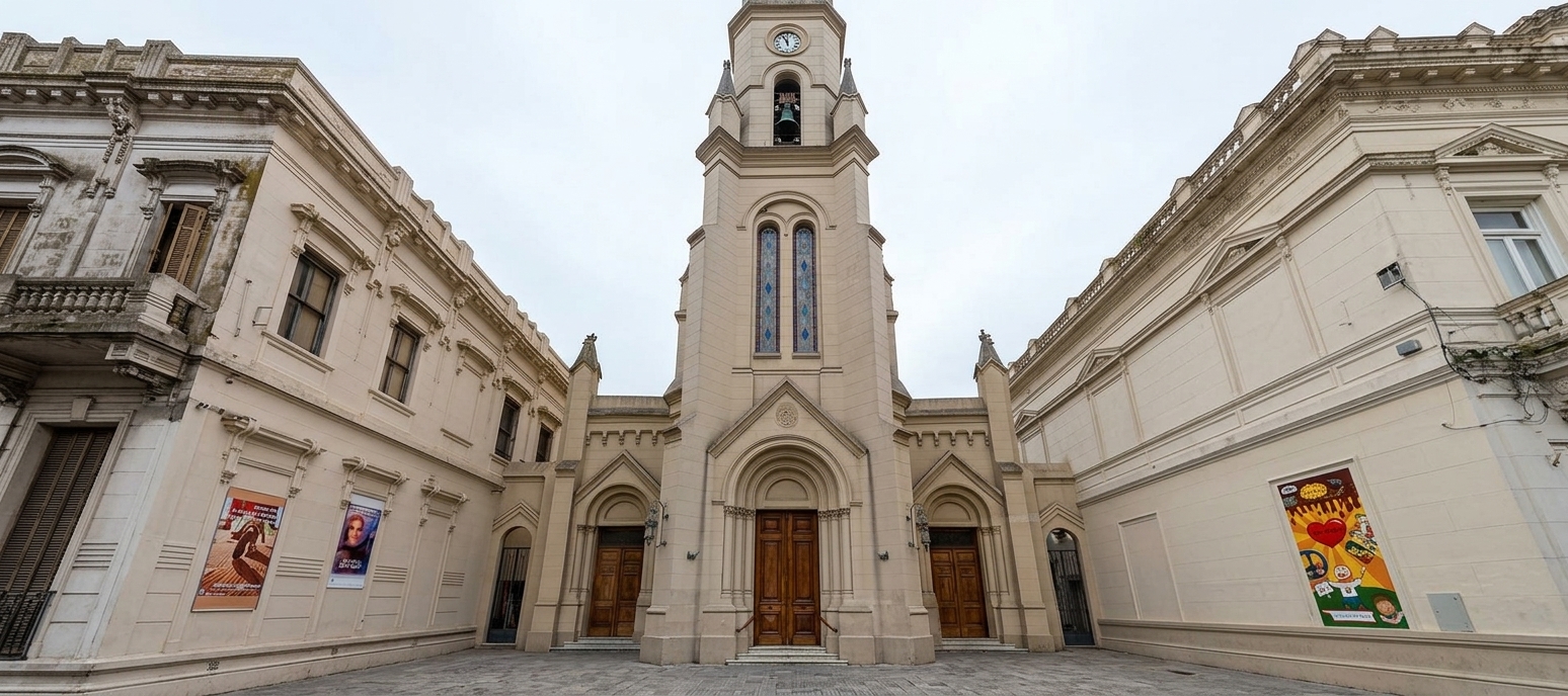 Frente de la Iglesia San Ignacio con su campanario